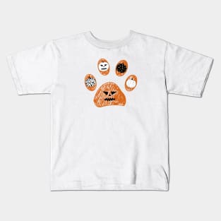 Dooddle paw print with pumpkin Kids T-Shirt